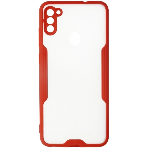 Samsung Galaxy A11 Kılıf Renkli Silikon Kamera Lens Korumalı Şeffaf Parfe Kapak - Kırmızı
