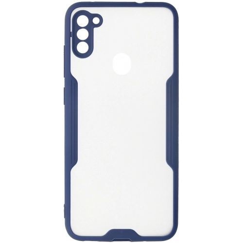 Samsung Galaxy A11 Kılıf Renkli Silikon Kamera Lens Korumalı Şeffaf Parfe Kapak - Lacivert