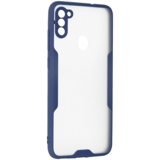 Samsung Galaxy A11 Kılıf Renkli Silikon Kamera Lens Korumalı Şeffaf Parfe Kapak - Lacivert