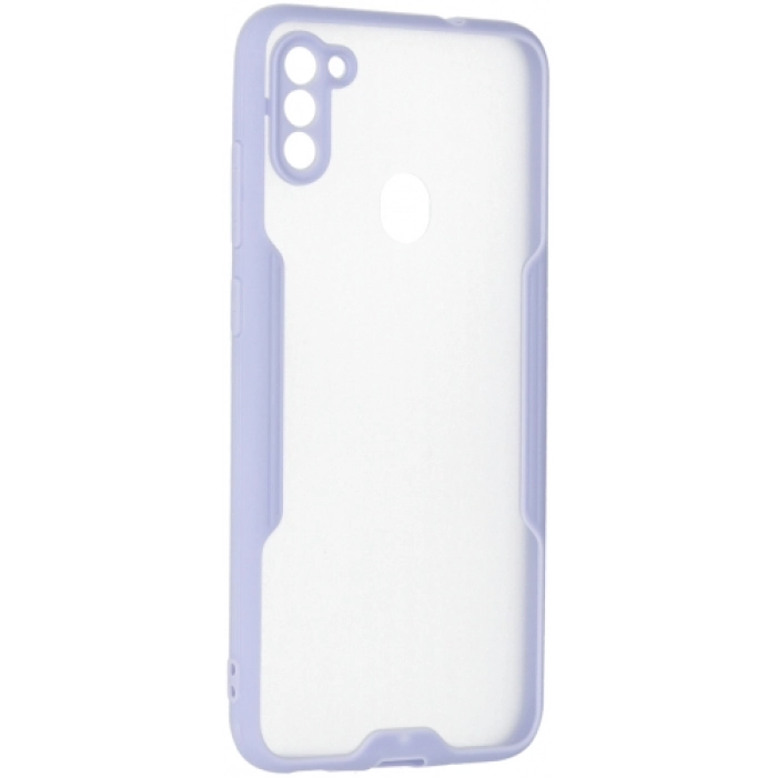 Samsung Galaxy A11 Kılıf Renkli Silikon Kamera Lens Korumalı Şeffaf Parfe Kapak - Lila
