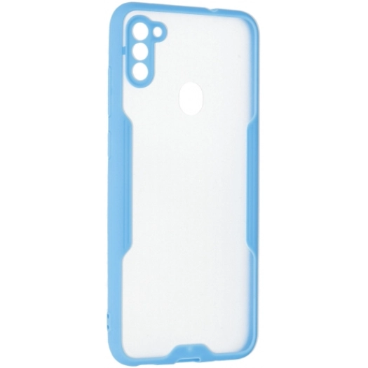 Samsung Galaxy A11 Kılıf Renkli Silikon Kamera Lens Korumalı Şeffaf Parfe Kapak - Mavi