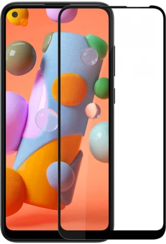 Samsung Galaxy A11 Tam Kapatan 5D Kenarları Kırılmaya Dayanıklı Cam Ekran Koruyucu - Siyah