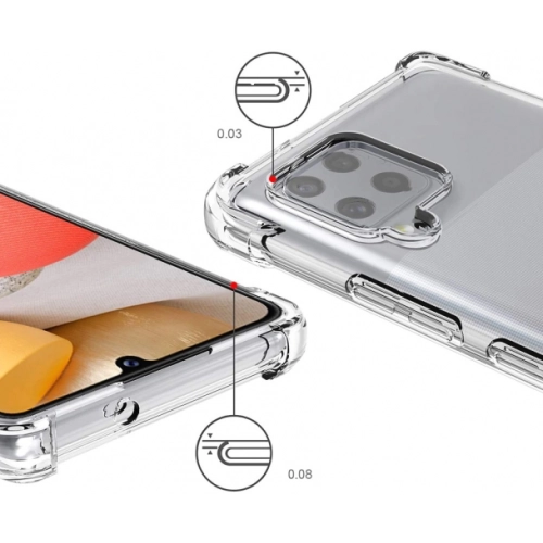 Samsung Galaxy A12 Kılıf Silikon Köşe Korumalı Airbag Darbe Emici Kapak - Şeffaf