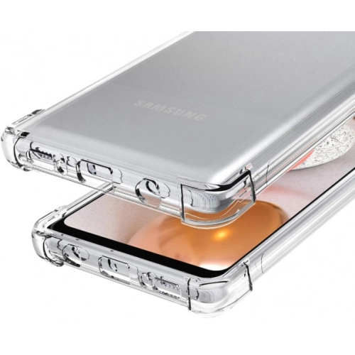 Samsung Galaxy A12 Kılıf Silikon Köşe Korumalı Airbag Darbe Emici Kapak - Şeffaf