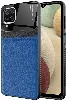 Samsung Galaxy A12 Kılıf Deri Görünümlü Emiks Kapak - Mavi
