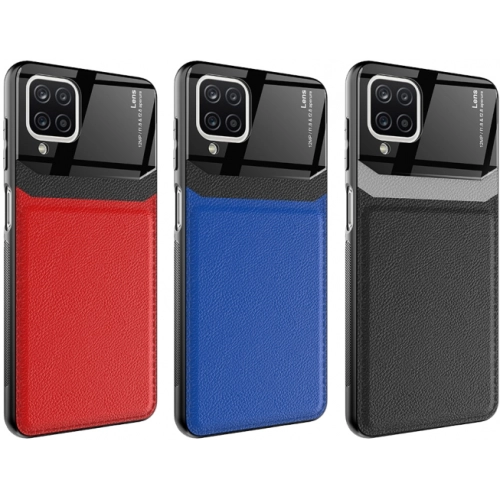 Samsung Galaxy A12 Kılıf Deri Görünümlü Emiks Kapak - Siyah