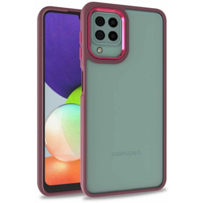 Samsung Galaxy A12 Kılıf Electro Silikon Renkli Flora Kapak - Kırmızı