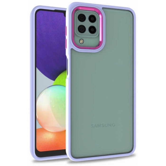 Samsung Galaxy A12 Kılıf Electro Silikon Renkli Flora Kapak - Lila