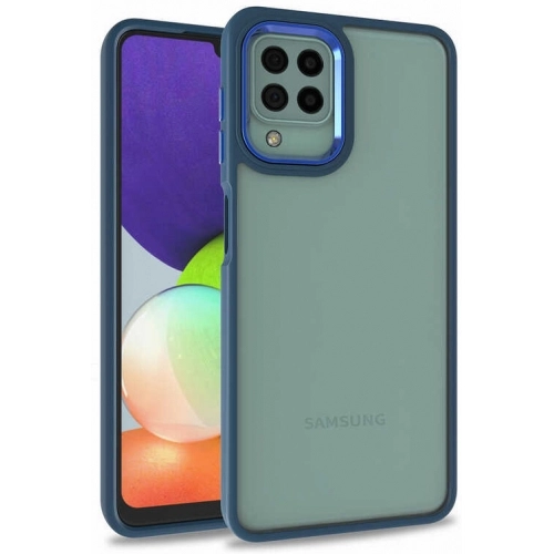 Samsung Galaxy A12 Kılıf Electro Silikon Renkli Flora Kapak - Mavi