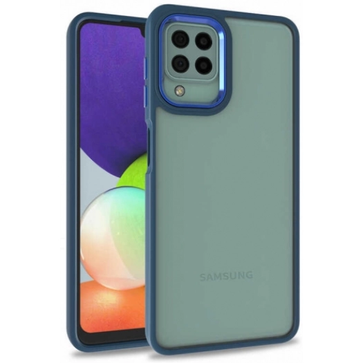 Samsung Galaxy A12 Kılıf Electro Silikon Renkli Flora Kapak - Mavi