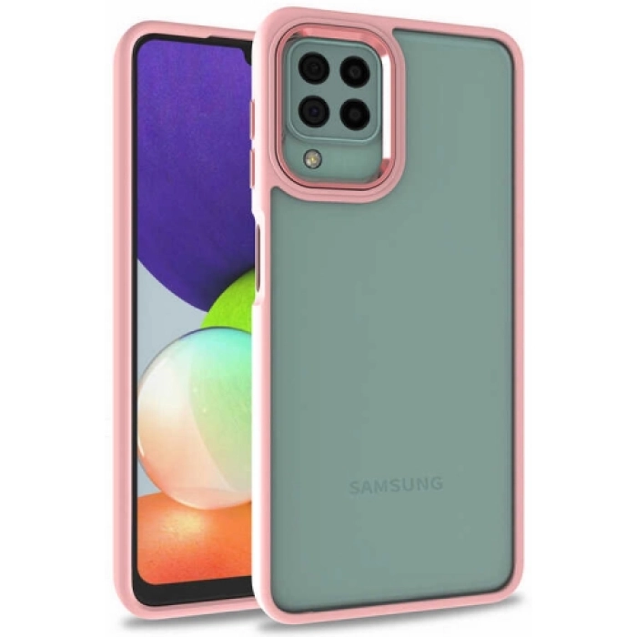 Samsung Galaxy A12 Kılıf Electro Silikon Renkli Flora Kapak - Rose Gold