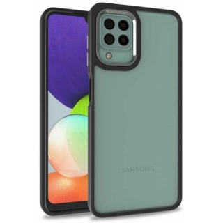 Samsung Galaxy A12 Kılıf Electro Silikon Renkli Flora Kapak - Siyah