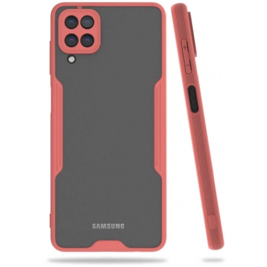 Samsung Galaxy A12 Kılıf Renkli Silikon Kamera Lens Korumalı Şeffaf Parfe Kapak - Pembe