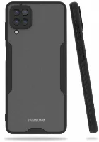 Samsung Galaxy A12 Kılıf Kamera Lens Korumalı Arkası Şeffaf Silikon Kapak - Siyah