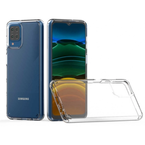 Samsung Galaxy A12 Kılıf Korumalı Kenarları Silikon Arkası Sert Coss Kapak - Şeffaf