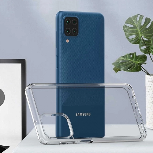 Samsung Galaxy A12 Kılıf Korumalı Kenarları Silikon Arkası Sert Coss Kapak - Şeffaf