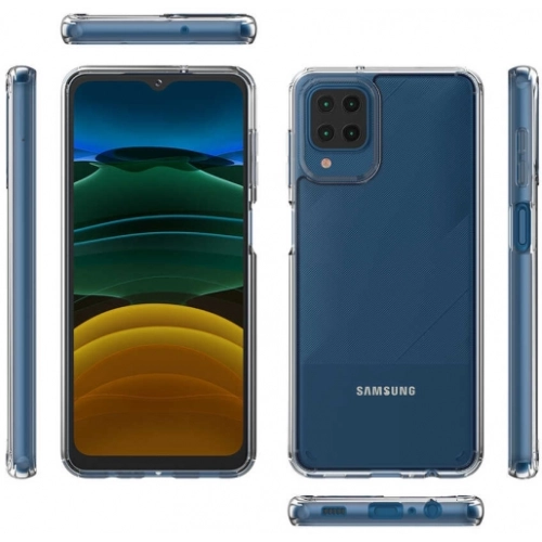 Samsung Galaxy A12 Kılıf Korumalı Kenarları Silikon Arkası Sert Coss Kapak - Şeffaf