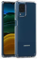 Samsung Galaxy A12 Kılıf Korumalı Kenarları Silikon Arkası Sert Coss Kapak  - Şeffaf