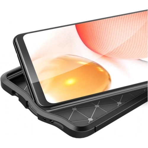 Samsung Galaxy A12 Kılıf Deri Görünümlü Lüks Parmak İzi Bırakmaz Niss Silikon Kapak - Siyah