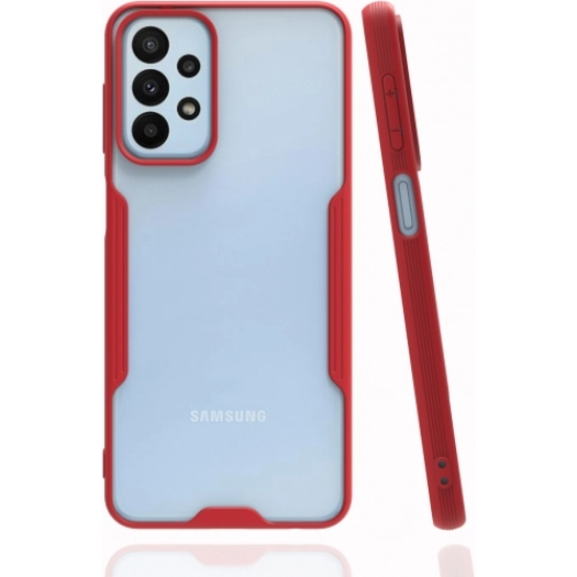 Samsung Galaxy A13 4G Kılıf Renkli Silikon Kamera Lens Korumalı Şeffaf Parfe Kapak - Kırmızı