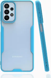 Samsung Galaxy A13 4G Kılıf Kamera Lens Korumalı Arkası Şeffaf Silikon Kapak - Mavi