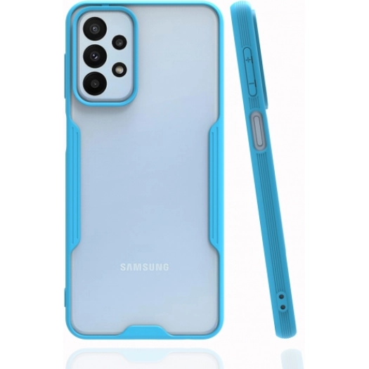Samsung Galaxy A13 4G Kılıf Renkli Silikon Kamera Lens Korumalı Şeffaf Parfe Kapak - Mavi