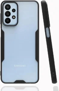 Samsung Galaxy A13 4G Kılıf Kamera Lens Korumalı Arkası Şeffaf Silikon Kapak - Siyah