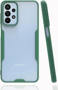 Samsung Galaxy A13 4G Kılıf Kamera Lens Korumalı Arkası Şeffaf Silikon Kapak - Yeşil