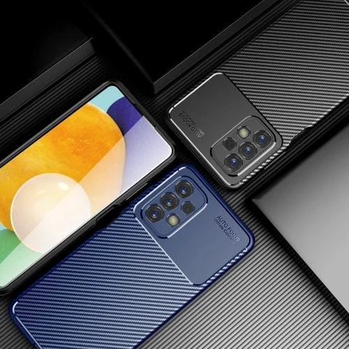 Samsung Galaxy A13 4G Kılıf Karbon Serisi Mat Fiber Silikon Negro Kapak - Lacivert