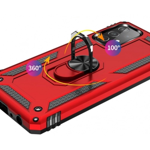 Samsung Galaxy A13 4G Kılıf Silikon Zırhlı Standlı Yüzüklü Mıknatıslı Tank Kapak - Gold