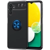 Samsung Galaxy A13 5G Kılıf Renkli Silikon Yüzüklü Standlı Auto Focus Ravel Kapak - Mavi - Siyah