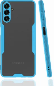 Samsung Galaxy A13 Kılıf Kamera Lens Korumalı Arkası Şeffaf Silikon Kapak - Mavi