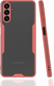 Samsung Galaxy A13 Kılıf Kamera Lens Korumalı Arkası Şeffaf Silikon Kapak - Pembe