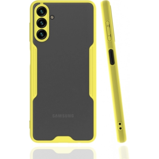 Samsung Galaxy A13 5G Kılıf Renkli Silikon Kamera Lens Korumalı Şeffaf Parfe Kapak - Sarı