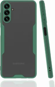 Samsung Galaxy A13 Kılıf Kamera Lens Korumalı Arkası Şeffaf Silikon Kapak - Yeşil