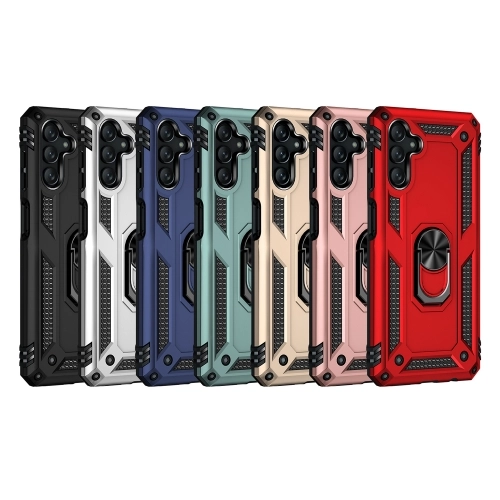 Samsung Galaxy A04s Kılıf Silikon Zırhlı Standlı Yüzüklü Mıknatıslı Tank Kapak - Lacivert