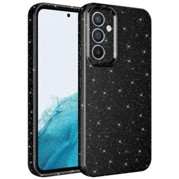 Samsung Galaxy A14 Kılıf Kamera Korumalı Simli Lüks Zore Koton Kapak - Siyah