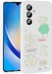 Samsung Galaxy A14 Kılıf Kabartma Figürlü Parlak Toys Silikon Kapak - Beyaz