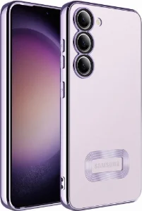 Samsung Galaxy A14 Kılıf Kamera Korumalı Silikon Logo Açık Omega Kapak - Lila