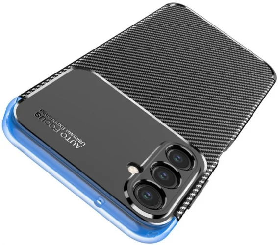 Samsung Galaxy A14 Kılıf Karbon Serisi Mat Fiber Silikon Negro Kapak - Lacivert