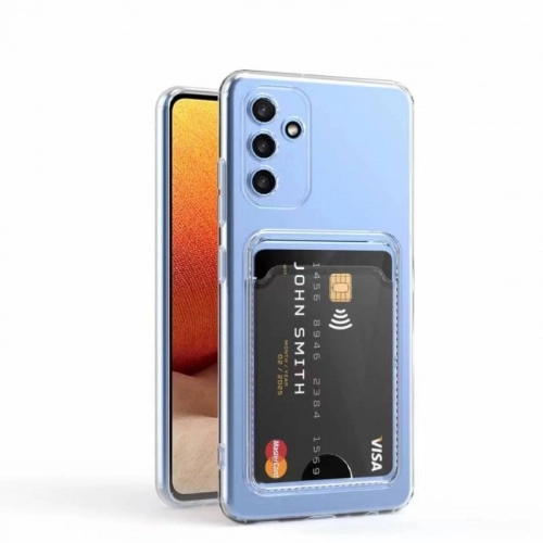 Samsung Galaxy A14 Kılıf Kartlıklı Şeffaf Esnek Silikon Kamera Korumalı