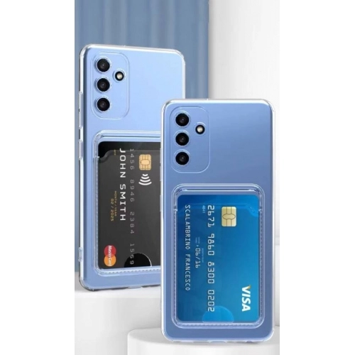 Samsung Galaxy A14 Kılıf Kartlıklı Şeffaf Esnek Silikon Kamera Korumalı