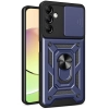 Samsung Galaxy A14 Kılıf Zırhlı Standlı Silikon Sürgülü Kamera Korumalı Tank Kapak - Mavi