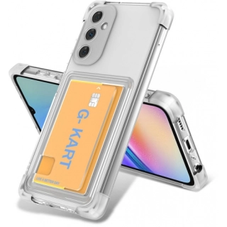 Samsung Galaxy A15 Kılıf Airbag Tasarımlı Şeffaf Kartlıklı G-Kart Kapak - Şeffaf