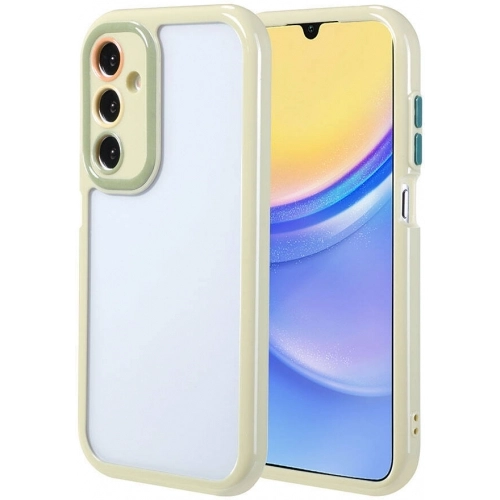 Samsung Galaxy A15 Kılıf Kamera Korumalı Renkli Kenar ve Çerçeve Tasarımlı Vitamin Kapak - Koyu Mor