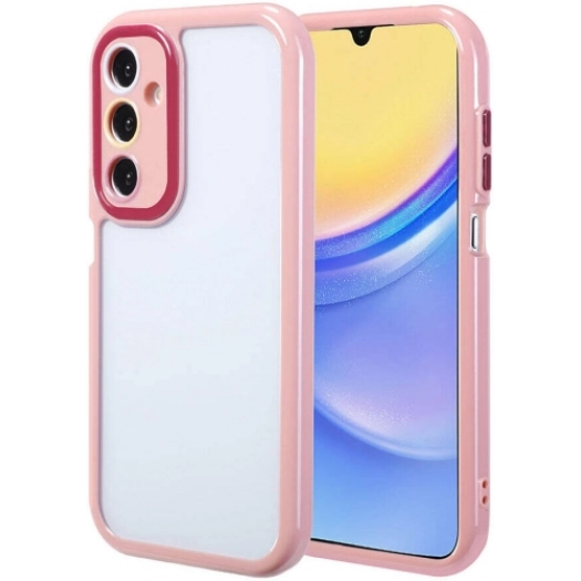 Samsung Galaxy A15 Kılıf Kamera Korumalı Renkli Kenar ve Çerçeve Tasarımlı Vitamin Kapak - Mürdüm