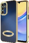 Samsung Galaxy A15 Kılıf Kamera Korumalı Silikon Logo Açık Omega Kapak - Gold