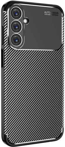 Samsung Galaxy A15 Kılıf Karbon Serisi Mat Fiber Silikon Negro Kapak - Siyah