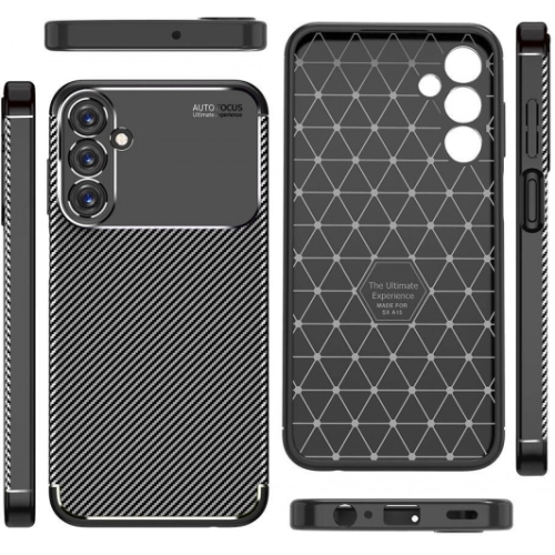Samsung Galaxy A15 Kılıf Silikon Parmak İzi Bırakmayan Karbon Soft Negro Kapak - Siyah