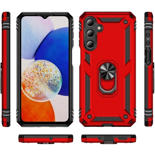 Samsung Galaxy A16 Kılıf Silikon Zırhlı Standlı Yüzüklü Mıknatıslı Tank Kapak - Mavi